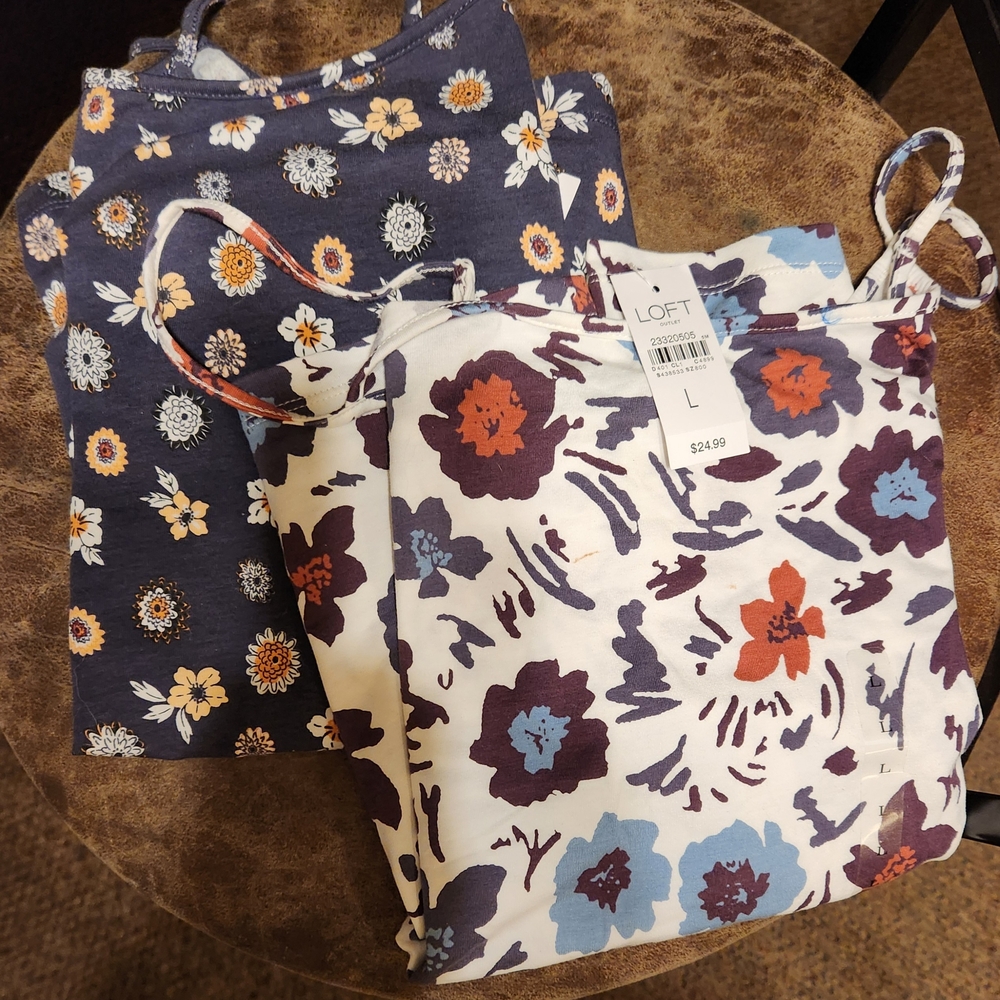 LOFT Floral Print Tank Tops